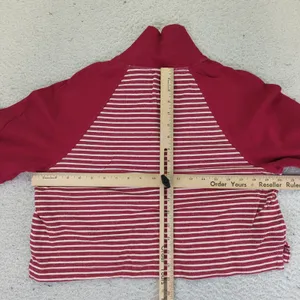 PILCRO Collared Half Zip Red Striped Cropped Quarter Pullover Sweatshirt‎ Medium thumbnail 5