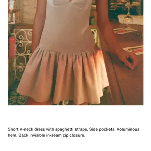 Zara NWT velvet spaghetti strap voluminous ruffle hem light pale pink mini dress thumbnail 6