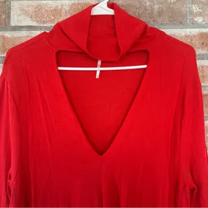 Free People Uptown Turtleneck Cutout Tunic Asymmetrical Shirt Ribbed Medium thumbnail 3