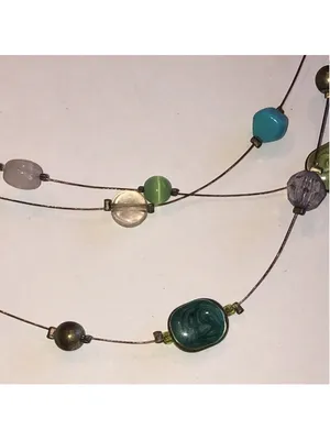 Multicolor Boho Wire Beaded Necklace Green thumbnail 5