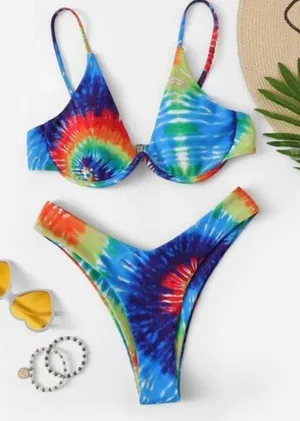 SheIn RAINBOW TYE DYE BIKINI thumbnail 1