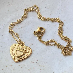 Handmade gold tone stainless steel celestial whimsical boho heart necklace🌟 thumbnail 3