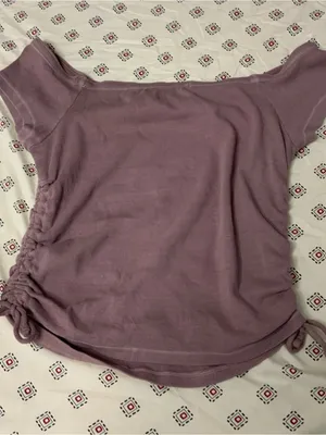 Women's Ruched Side Short Sleeve Top in Dusty Mauve thumbnail 1