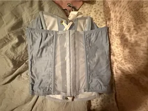 Blue gold and white corset top thumbnail 2