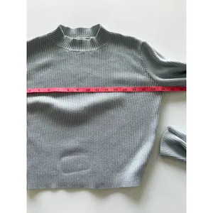 John Galt Light Blue Ribbed Mock Neck Cropped Sweater Long Sleeve‎ One Size thumbnail 5