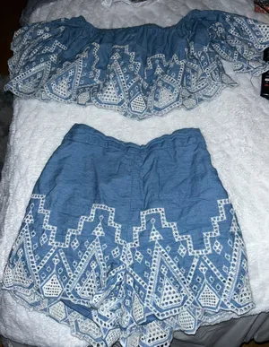 Gianni Bini Two Piece Set (blue and White Aztec Print) thumbnail 2