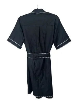 Commense NWT Black Contrast Stitch Belted Shirt Dress Small Linen Blend Sold Out thumbnail 5