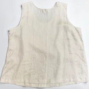 Go Silk Tank Top NWT 3X Beige 100%‎ Linen Scoop Neck Neutral Boxy Lagenlook thumbnail 2
