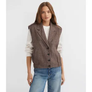 Loft brown Relaxed vest jacket women's size medium dark academia trendy‎ thumbnail 2