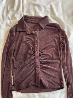 Brown Button Up Going Out Top thumbnail 1