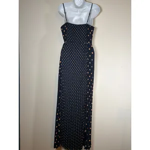 Banana Republic Maxi Dress Navy Blue Polka Dot Pleated Sleeveless Fall Wedding 4 thumbnail 5