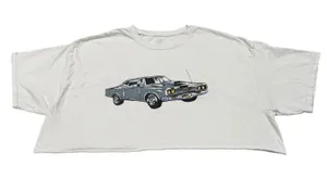 J Galt Cropped T Shirt Graphic Motor Show Car Print‎ Women One Size White thumbnail 1