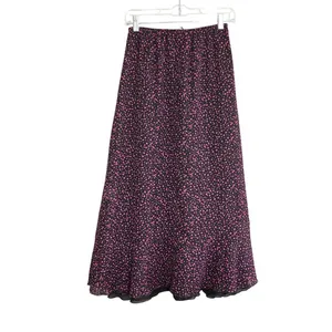 Vintage Pink Polka Dot Maxi Skirt Long A-Line High Waist Elastic Boho‎ Grunge thumbnail 9