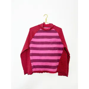 Free People We The Free Punk Playful Tee Size Medium Pink Red Stripes Emo thumbnail 4