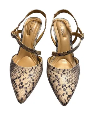 Abella Sapphire Snake Print Slingback Heels Pointed Toe Comfort Kitten Heel Sz 7 thumbnail 1