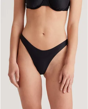 Quince‎ Italian High Leg Bikini Bottom Black NEW Womens Medium thumbnail 1