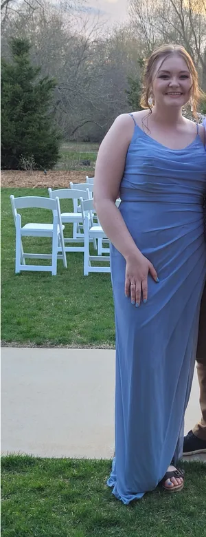 Azazie Dusty Blue Dress Bridesmaid thumbnail 2