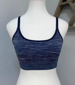Under Armour Navy Blue Heather Sports Bra Activewear Gym Workout thumbnail 1