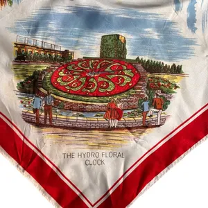 Vintage Niagara Falls Canada Scenic Acetate Souvenir Scarf Red Retro‎ Travel thumbnail 2