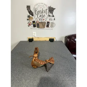Lucky Brand Women's Brown Leather Peep Toe Wedge Heel Ankle Strap Buckle 6.5M thumbnail 2