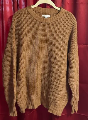 American Eagle unisex chunky oversized knit sweater Size S caramel camel brown thumbnail 1