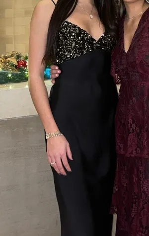 ZARA Sparkly black silk dress thumbnail 1