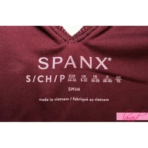 Spanx Pique Shaping Swim Dress Mulberry V-Neck Jacquard A-Line Skort Fit-&-Flare thumbnail 8