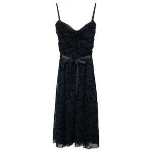Vintage 90s Luly K Black Floral Midi Dress thumbnail 5