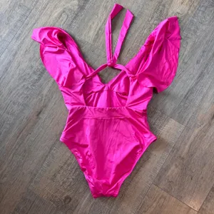 Trina Turk Hot Pink Ruffle V-Neck One Piece Swimsuit Size 8 3491635 thumbnail 2