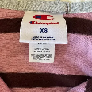 Champion Shirt XS Long Sleeve Rugby Top Cropped Pink Polo Preppy Academia thumbnail 4