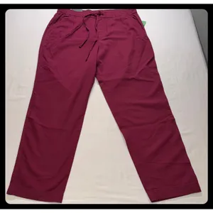 Gap Easy Pant Womens L Tall Maroon Tapered Leg Ankle Length Cotton Blend Pull On thumbnail 1