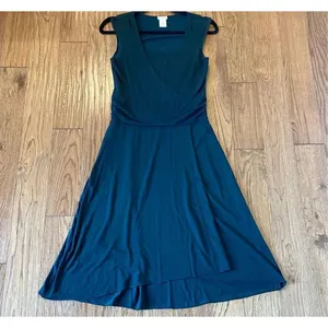 Anthropologie Odille black jersey faux wrap dress xs thumbnail 3