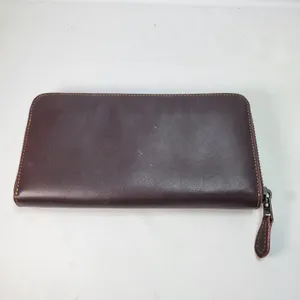 Coach Accordion Zip Wallet Check Burgundy Glovetanned Leather 24377 Pink Inside thumbnail 2