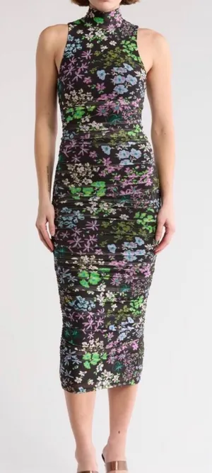 AFRM LOS ANGELES Sonia Ruched floral Mesh Maxi Dress thumbnail 1