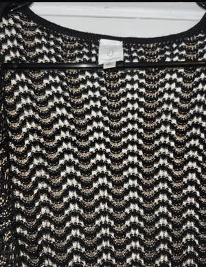JONES NEW YORK Women’s Black Gold Metallic Long Dressy Open Cardigan SizeS thumbnail 2
