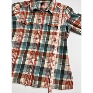 Patagonia Fjord Flannel Shirt Women's 8 Plaid Organic Cotton Button Up Red Teal thumbnail 6