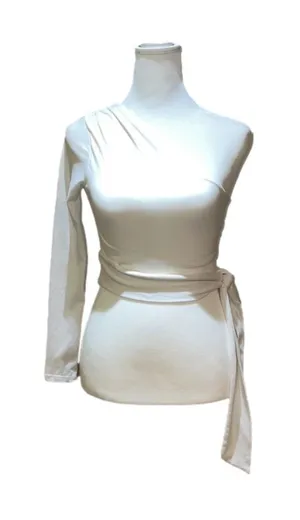 Diosa White One Shoulder Crop Top Size Extra Small thumbnail 1