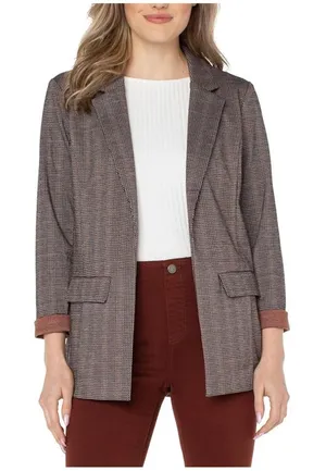 Liverpool NEW‎ Women's Boyfriend Blazer Black Brick Jacquard Stripe Size 1x thumbnail 1