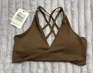 Annbon Brown Crisscross Wrap Bikini Top — Size M — NWT thumbnail 1