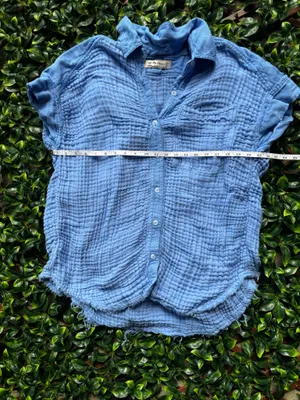 Free People Heat Waves Gauze Visit Top Cornflower button down size medium  thumbnail 3