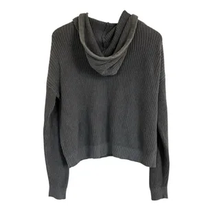 Aerie OFFLINE Oversized Hooded Ribbed Knit Sweater Smoked Gray Women’s Medium thumbnail 4