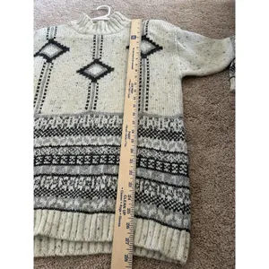 Fabrizio Vintage Wool Blend Grandpa Nordic Fair Isle Mock Neck Sweater Size M thumbnail 6
