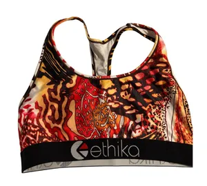 Ethika Womens Animal Print Racerback Sports Bra Multicolor Mixed Pattern XL‎ thumbnail 1