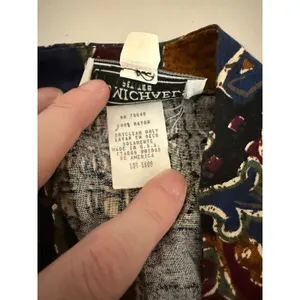 Women's Vintage Funky Retro Long-sleeved Patchwork Print Button Artsy Dress 6P thumbnail 4