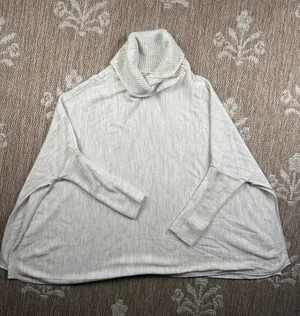 Mer Sea Cozy Cream Ribbed Turtleneck batwing Sweater thumbnail 1