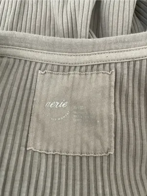 Aerie Ribbed Knit Stone Gray Henley Long Sleeve Top Size XL thumbnail 3