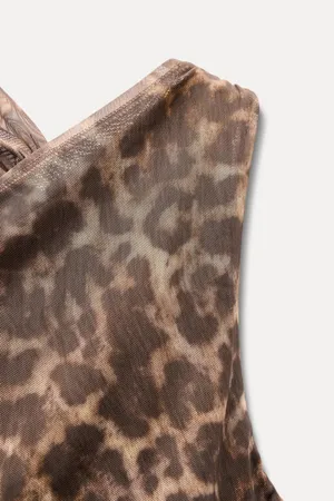 Zara Maxi Dress Mesh Cheetah Animal Print Leopard Bodycon Fitted thumbnail 23