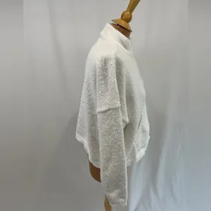 RDI Women's Large 1/2 Zip Pullover‎ Top White Cozy Long Sleeve Athleisure Sporty thumbnail 3