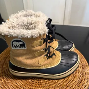 Sorel Winter Carnival Waterproof Tan Black Faux Fur Snow Duck Boots Womens‎ 7 thumbnail 1