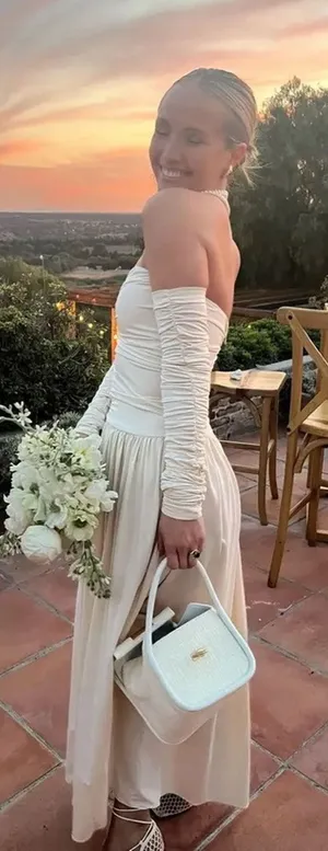 Rosetta Getty Ruched Ivory Strapless Dress thumbnail 1